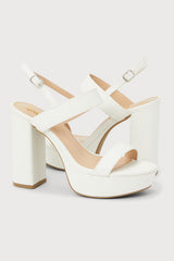 Acee White Platform Heels