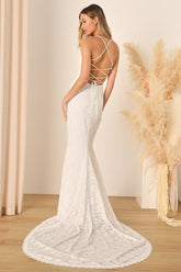 Perfectly Beloved White Lace Sleeveless Lace-Up Maxi Dress