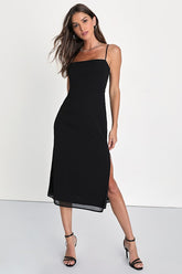 Sweetest Invite Black Sleeveless Midi Dress