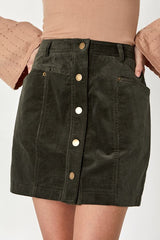 Charming Feeling Olive Green Corduroy Mini Skirt
