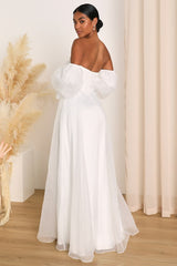 True Excellence White Bustier Off-The-Shoulder Gown