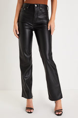 Sundaze Black Vegan Leather High-Rise Straight Leg Pants