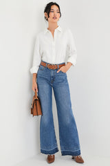 Totally Polished Ivory Long Sleeve Button-Up Top