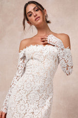 Romance Dreamer White Lace Off-the-Shoulder Maxi Dress