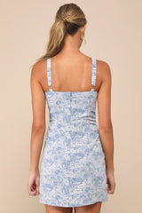 Exuberant Chicness Blue Floral Sleeveless Mini Dress
