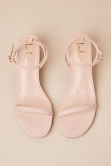 Julie Light Nude Suede Ankle Strap Heels