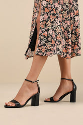 Arylee Black Ankle Strap Heels