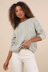 Timeless Perfection Green Textured Crew Neck Pullover Sweater