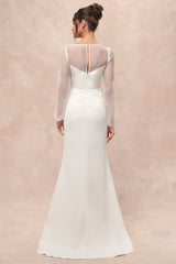 Immaculate Romance White Sheer Organza Long Sleeve Maxi Dress