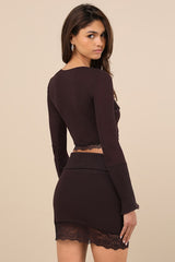 Peaker Brown Lace Bodycon Mini Skirt