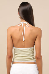 Rozemond Light Green Textured Knit Starfish Halter Top