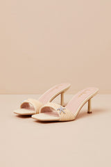 Tahnia Natural Raffia Starfish High Heel Slide Sandals