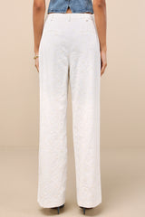Andrey Cream Floral Embroidered Straight-Leg Trouser Pants