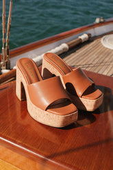 Drexel Brown Platform Slide Sandals