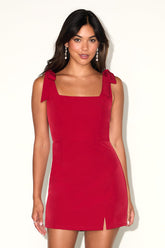 Your Sweetie Wine Red Tie-Strap Mini Dress