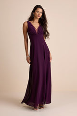 Simply Immaculate Dark Purple Backless Maxi Dress