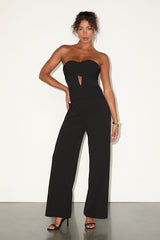 Natasha Black Strapless Pleated Jumpsuit