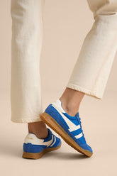 Tornado Sapphire Color Block Suede Leather Sneakers