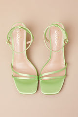 Loxley Lime Green Satin Ankle Strap High Heel Sandals