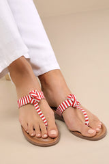 Roderick Red and White Striped Thong Sandals