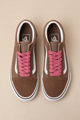 Old Skool Pop Brown and Pink Suede Leather Sneakers