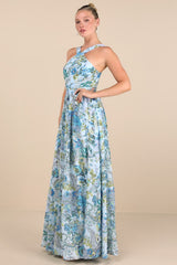 Lilja Light Blue Floral Print Maxi Dress