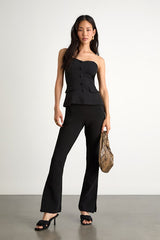 Rinely Black Low-Rise Split Flare Pants