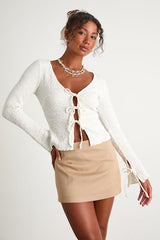 Mienna Beige Low-Rise Mini Skirt