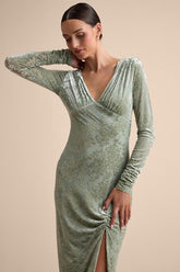 Valerie Sage Velvet Burnout Bodycon Midi Dress