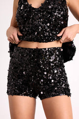 Ziggy Black Metallic Sequin Micro Shorts