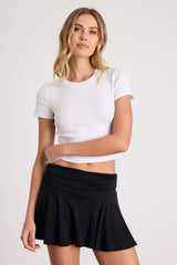 Celida Black Jersey Knit Low-Rise Micro Mini Skort