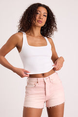 501 Original High Rise Light Pink Cutoff Denim Shorts