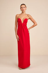 Thula Red Cutout U-Bar Column Maxi Dress