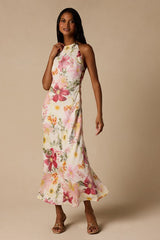 Sidney Ivory Multi Floral Halter Maxi Dress