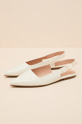 Brianna Ivory Pointed-Toe Slingback Flats