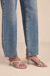 Sara Silver Strappy Slingback High Heel Sandals