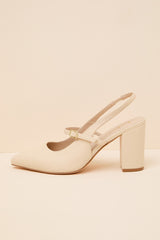 Mattera Bone Pointed-Toe Slingback Pumps