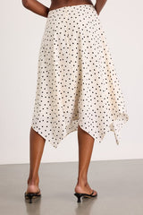 Saprina Ivory Polka Dot Mid-Rise Midi Skirt