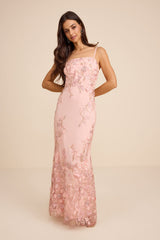 Dalina Light Pink Embroidered Maxi Dress