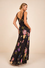 Ziyana Black Multi Floral Sleeveless Maxi Dress