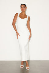 Samai White Cap Sleeve Bodycon Midi Dress