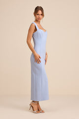 Samai Light Blue Cap Sleeve Bodycon Midi Dress