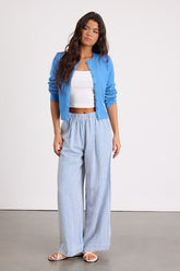 Tilly Blue Gingham Mid-Rise Wide-Leg Pants