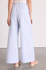 Brisa Light Blue Striped Cuffed Wide-Leg Pants