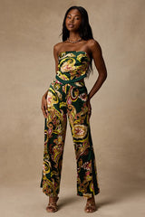 Marissa Green Boho Satin Tie-Back Two-Piece Jumpsuit