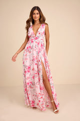 Heavenly Hues Pink Floral Maxi Dress