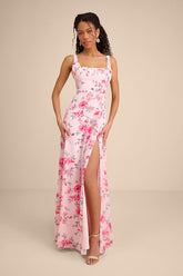 Remarkable Arrival Light Pink Floral Sleeveless Maxi Dress