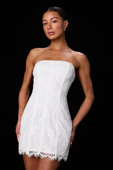 Daley White Lace Strapless Mini Dress