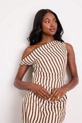 Carolina Ivory and Brown Striped Mini Dress