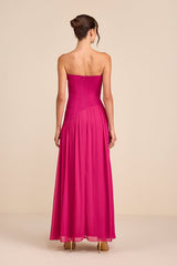 Beth Berry Pink Strapless Drop Waist Maxi Dress